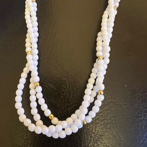 Napier Jewelry - Vintage White and gold bead 3 strand necklace